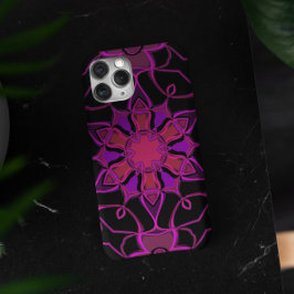 Capa Para iPhone 11 Cartografia Mandala Flor Rosa e Negro