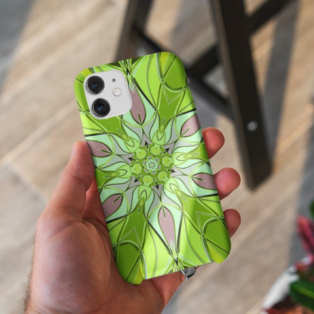 Capa Para iPhone 11 Cartografia Mandala Flor Verde e Rosa (Criador carregado)