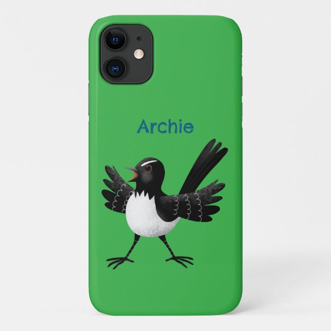 Capa Para iPhone 11 Cartoon australiano Willie Wagtail personalizado (Verso)