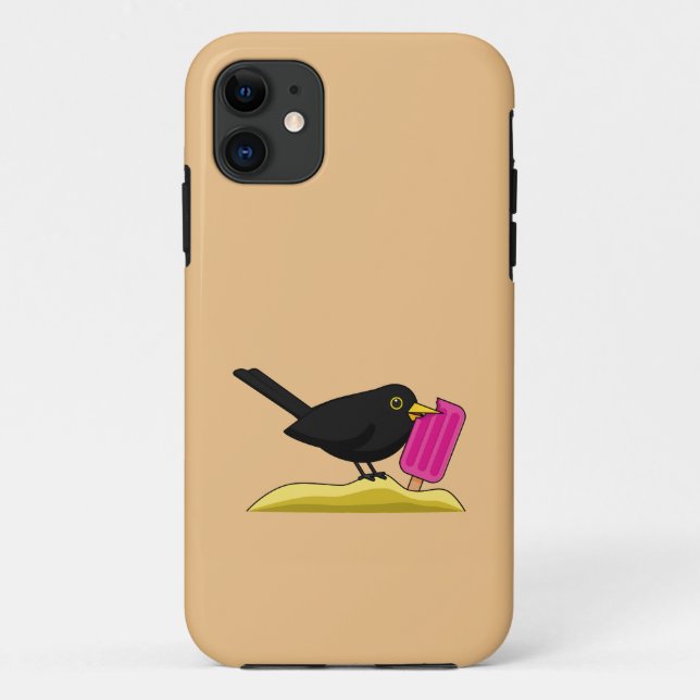 Capa Para iPhone 11 Cartoon Blackbird Comendo Um Sorvete (Verso)