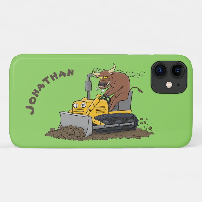 Capa Para iPhone 11 Cartoon buldozer engraçado (Verso (horizontal))