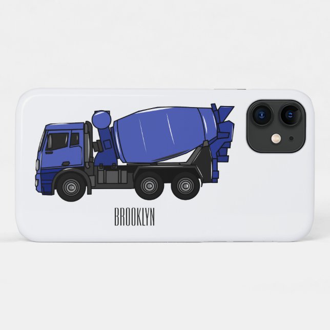 Capa Para iPhone 11 Cartoon de caminhão de transporte misto em betão (Verso (horizontal))