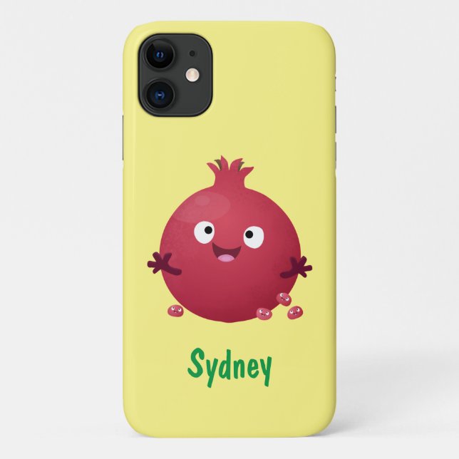 Capa Para iPhone 11 Cartoon de fruta de romã giro (Verso)