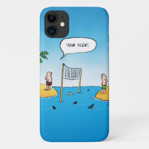 Capa Para iPhone 11 Cartoon de Voleibol de Tubarão Engraçado
