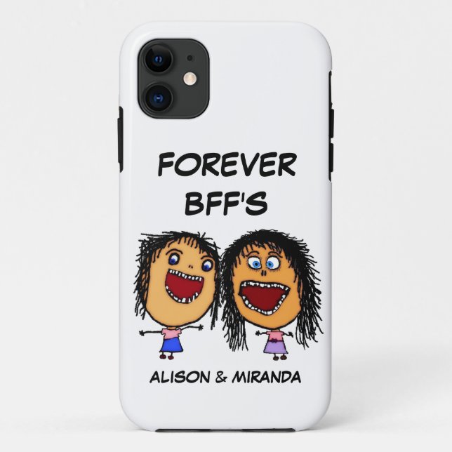 Capa Para iPhone 11 Cartoon Engraçado Melhores Amigos BFF (Verso)