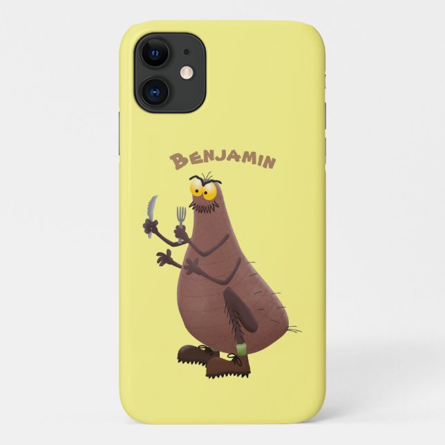 Capa Para iPhone 11 Cartoon feio e faminto (Verso)