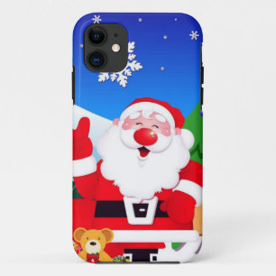Capa Para iPhone 11 Cartoon Feliz de Papai Noel