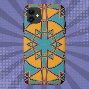 Capa Para iPhone 11 Cartoon Mandala Amarelo Azul e Laranja