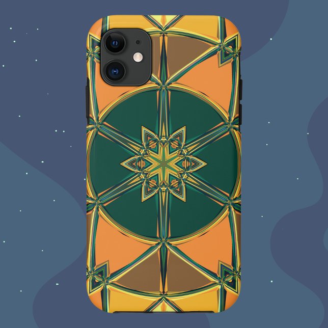 Capa Para iPhone 11 Cartoon Mandala Amarelo Laranja e Verde (Criador carregado)