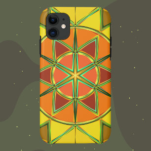 Capa Para iPhone 11 Cartoon Mandala Amarelo Laranja e Verde