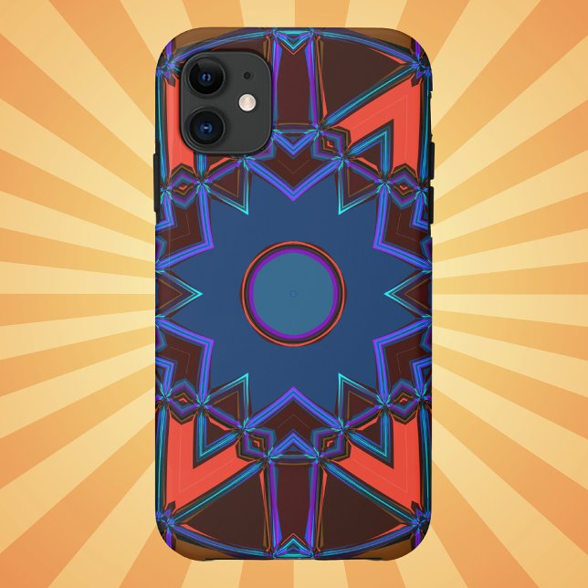 Capa Para iPhone 11 Cartoon Mandala Blue Orange and Purple (Criador carregado)