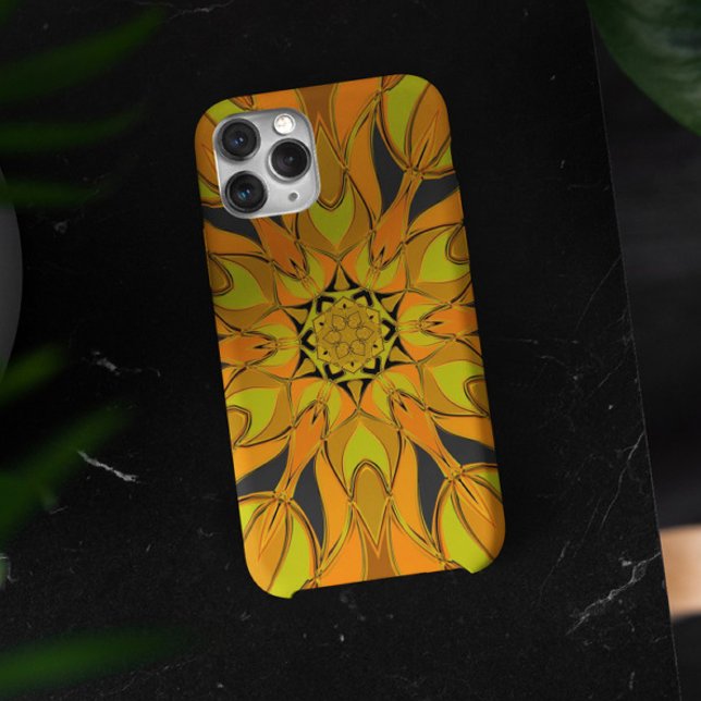 Capa Para iPhone 11 Cartoon Mandala Flor Amarelo Laranja e Azul (Criador carregado)