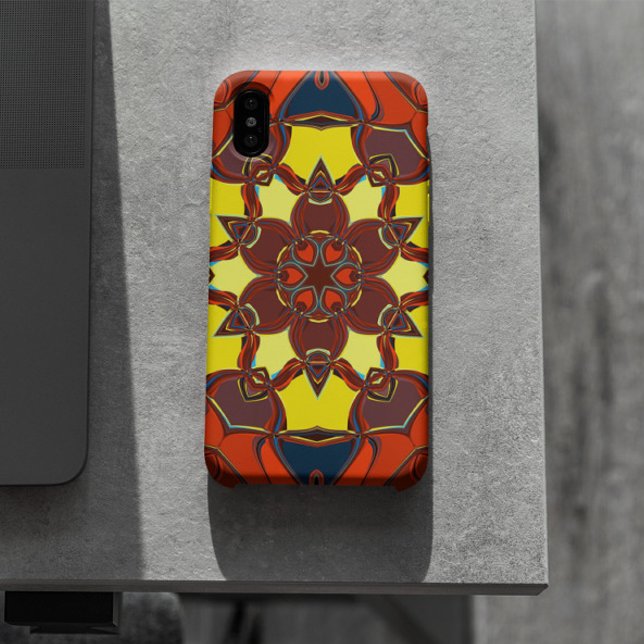 Capa Para iPhone 11 Cartoon Mandala Flor Amarelo Laranja e Azul (Criador carregado)