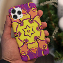 Capa Para iPhone 11 Cartoon Mandala Flor Amarelo Laranja e Rosa