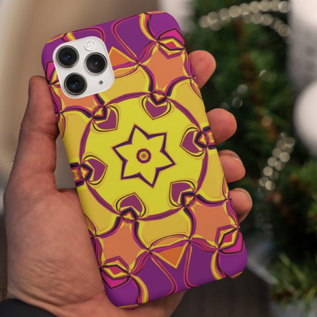Capa Para iPhone 11 Cartoon Mandala Flor Amarelo Laranja e Rosa (Criador carregado)