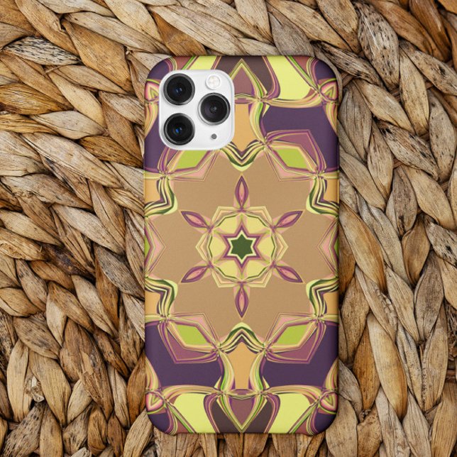 Capa Para iPhone 11 Cartoon Mandala Flor Amarelo Púrpura e Laranja (Criador carregado)