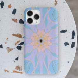 Capa Para iPhone 11 Cartoon Mandala Flor Azul e Amarelo