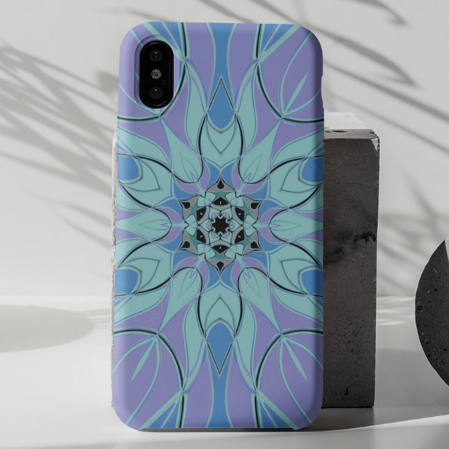 Capa Para iPhone 11 Cartoon Mandala Flor Azul e Púrpura (Criador carregado)