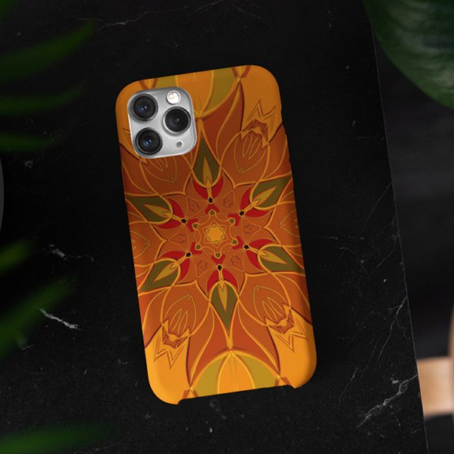Capa Para iPhone 11 Cartoon Mandala Flor Laranja e Vermelho (Criador carregado)