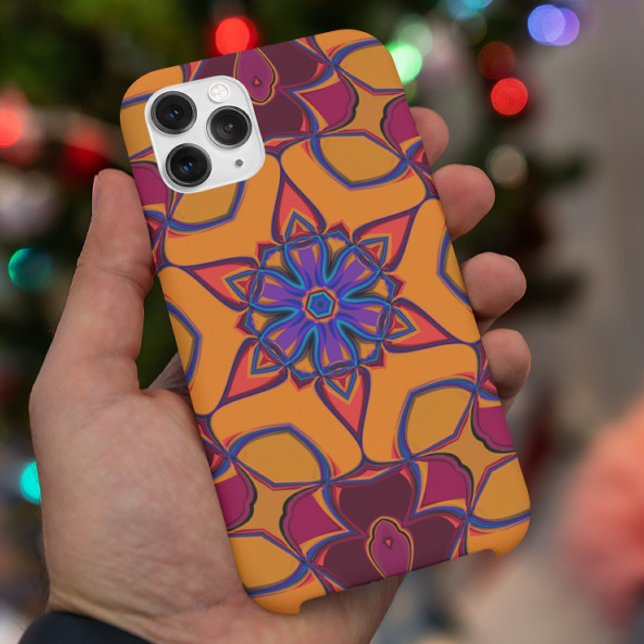 Capa Para iPhone 11 Cartoon Mandala Flor Laranja Roxo e Azul (Criador carregado)