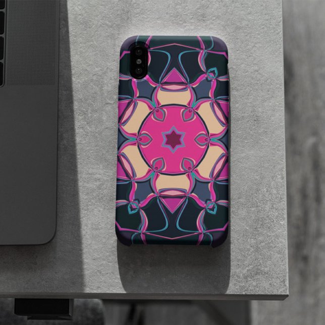 Capa Para iPhone 11 Cartoon Mandala Flor Rosa Amarelo e Negro (Criador carregado)