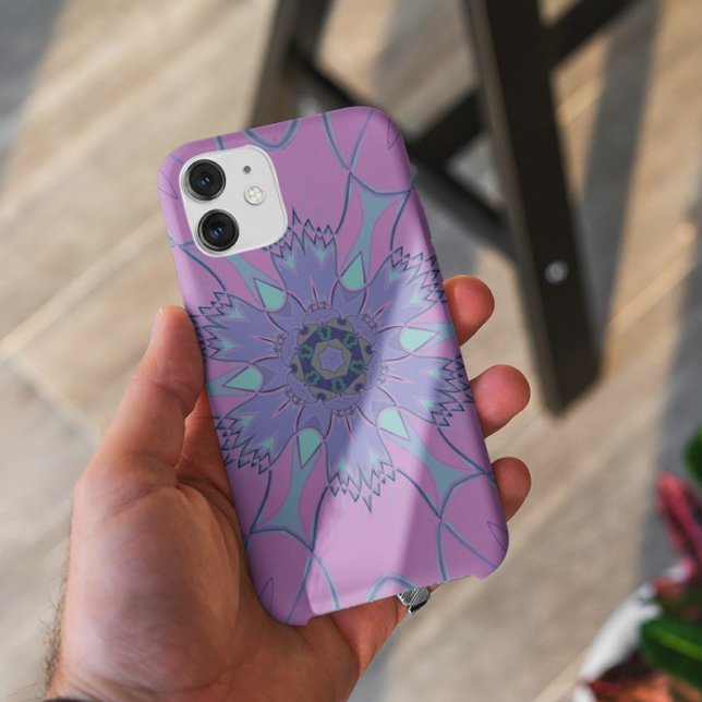 Capa Para iPhone 11 Cartoon Mandala Flor Roxo e Azul (Criador carregado)