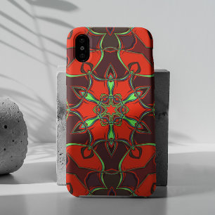 Capa Para iPhone 11 Cartoon Mandala Flor Vermelho e Teal