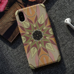 Capa Para iPhone 11 Cartoon Mandala Flor Vermelho Laranja e Amarelo