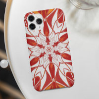 Cartoon Mandala Flower Red Orange and White