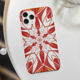 Capa Para iPhone 11 Cartoon Mandala Flower Red Orange and White