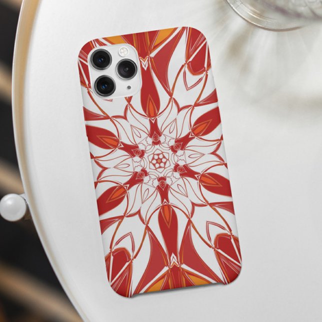 Capa Para iPhone 11 Cartoon Mandala Flower Red Orange and White (Criador carregado)
