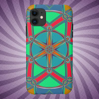 Cartoon Mandala Verde Vermelho e Azul