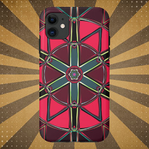 Capa Para iPhone 11 Cartoon Mandala Vermelho e Verde