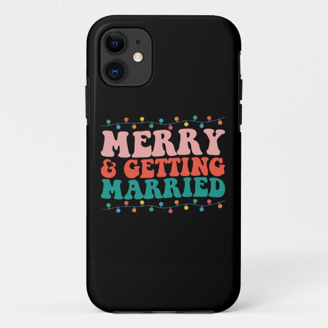 Capa Para iPhone 11 Casal Alegre e Casando Natal Groovy (Verso)