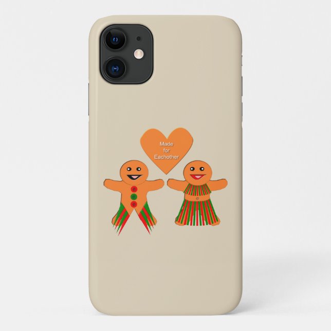 Capa Para iPhone 11 Casal de pão de Natal bonito (Verso)