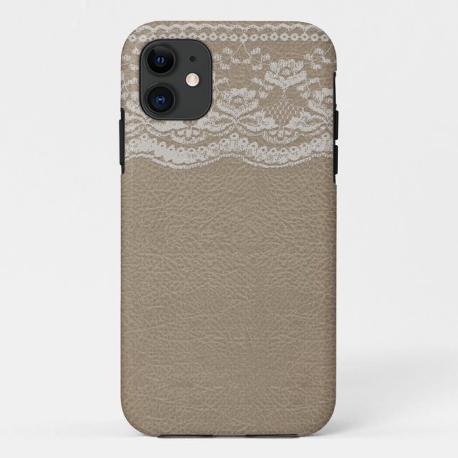 Capa Para iPhone 11 Casamento de couro e rendas (Verso)