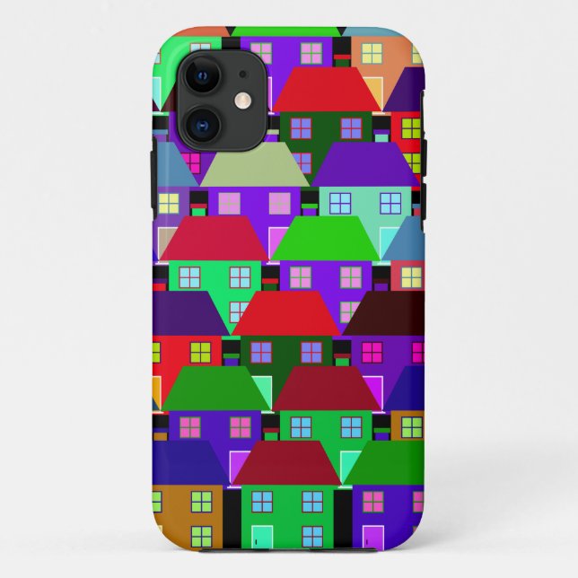 CAPA PARA iPhone 11 CASAS COMUNIDADE LAR COLORIDO  (Verso)