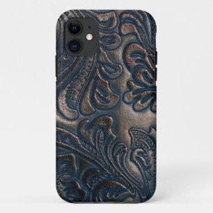 Capa Para iPhone 11 Cascata de couro castanho-escuro, em relevo vestid