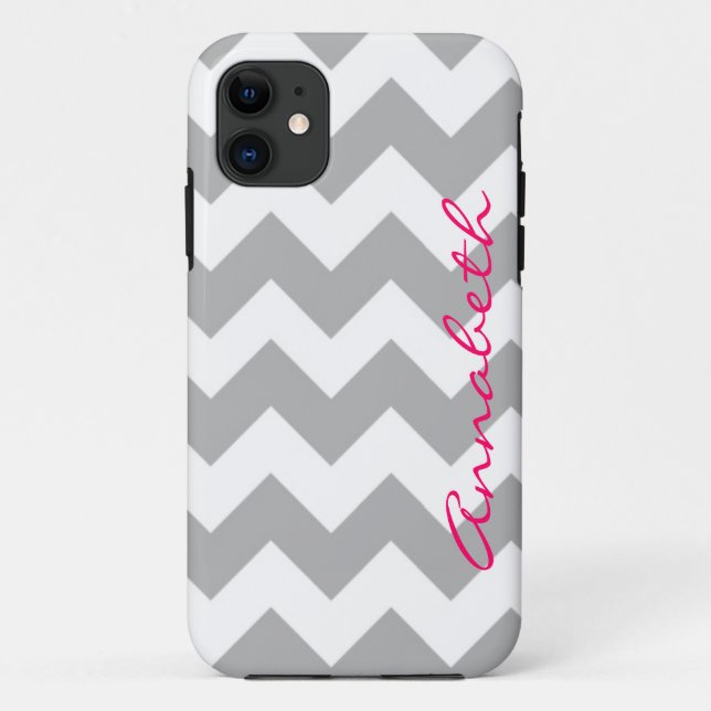 Capa Para iPhone 11 Case mate cinzenta do iPhone 5 de Chevron (Verso)