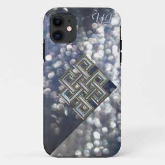 Capa Para iPhone 11 Caso celta metálico do monograma do brilho do nó