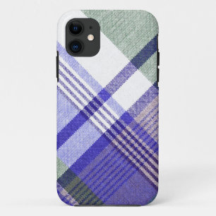 Capa Para iPhone 11 Caso da xadrez de Tartan do cinza azul