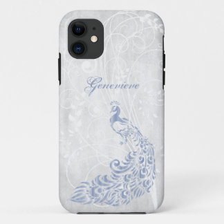 Capa Para iPhone 11 Caso de iPhone 11 Personalizado Pavão Azul Claro