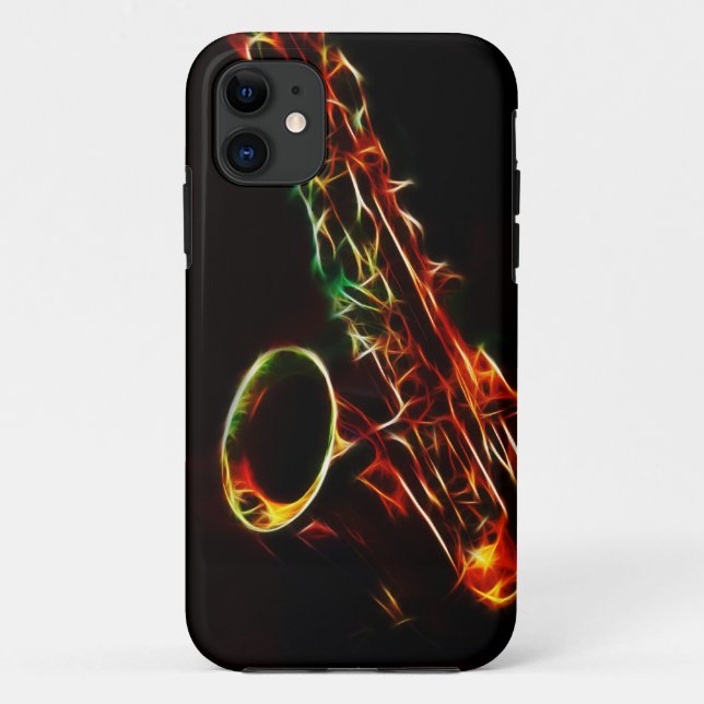 Capa Para iPhone 11 Caso de Iphone 5 do saxofone (Verso)