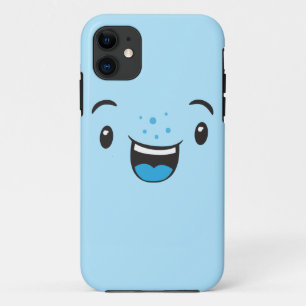 Capa Para iPhone 11 Caso de rosto de Kawaii sorridente azul