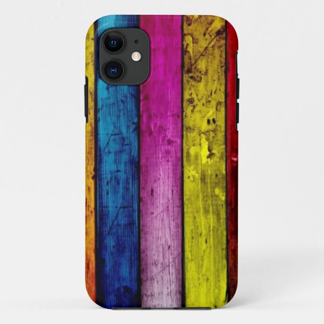 Capa Para iPhone 11 Caso de textura de madeira (Verso)