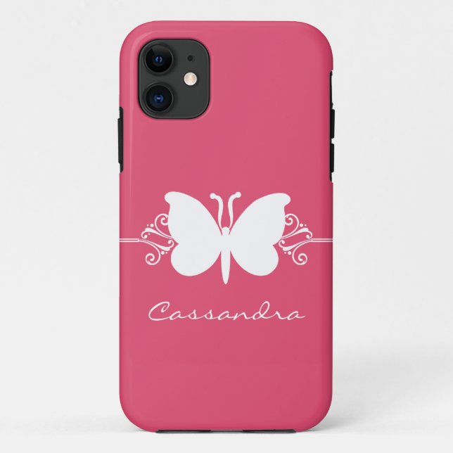 Capa Para iPhone 11 Caso do Butterfly Swirl CM ID iPhone 5, rosa (Verso)