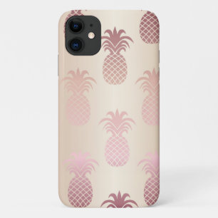 Capa Para iPhone 11 Caso do iPhone 11 Dourado com Rosa de ananases