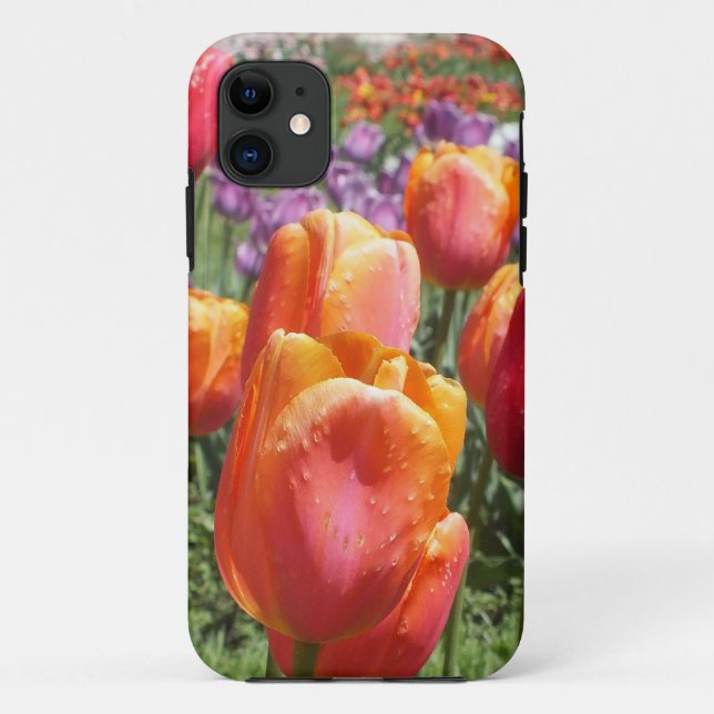 Capa Para iPhone 11 Caso do iPhone 5 das Tulips Laranja (Verso)