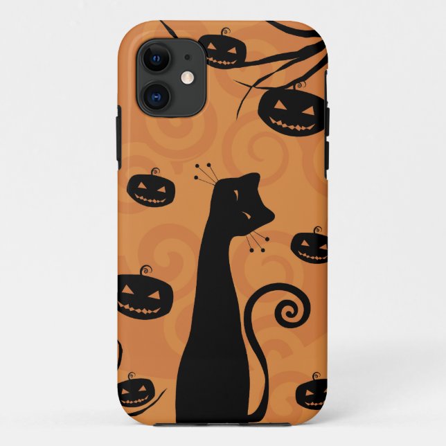 Capa Para iPhone 11 Caso do iPhone 5 do gato preto (Verso)