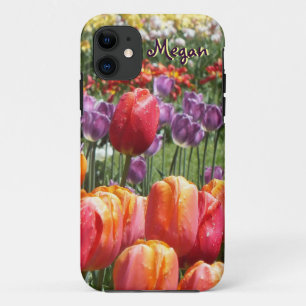 Capa Para iPhone 11 Caso do iPhone 5 do jardim da tulipa do primavera
